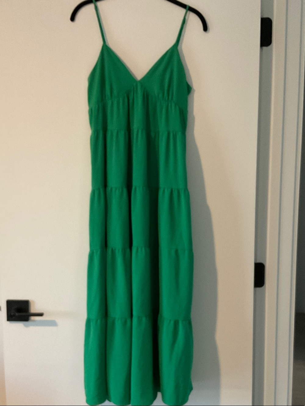 Monteau Emerald Green Tiered Spaghetti-Strap Maxi Dress